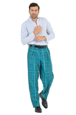 Load image into Gallery viewer, Green Checkered Pants With Front And Back Pleat