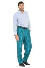 Load image into Gallery viewer, Green Checkered Pants With Front And Back Pleat