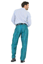 Load image into Gallery viewer, Green Checkered Pants With Front And Back Pleat