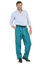 Load image into Gallery viewer, Green Checkered Pants With Front And Back Pleat