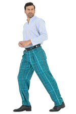 Load image into Gallery viewer, Green Checkered Pants With Front And Back Pleat