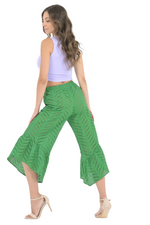 Load image into Gallery viewer, Green Eyelet Embroidery Capri Pants