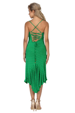 Load image into Gallery viewer, Green polka dot dress with criss-cross back on a white background