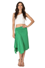 Load image into Gallery viewer, Green Polka Dot Skirt With Side Draping