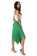 Load image into Gallery viewer, Green Polka Dot Skirt With Side Draping