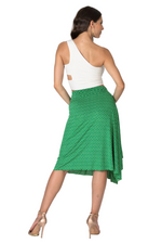 Load image into Gallery viewer, Green Polka Dot Skirt With Side Draping