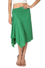 Load image into Gallery viewer, Green Polka Dot Skirt With Side Draping