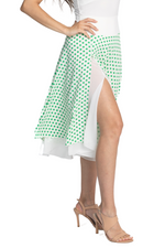 Load image into Gallery viewer, Green Polka Dot Two-layer Georgette Skirt