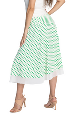 Load image into Gallery viewer, Green Polka Dot Two-layer Georgette Skirt