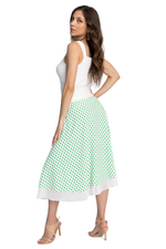 Load image into Gallery viewer, Green Polka Dot Two-layer Georgette Skirt