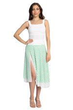Load image into Gallery viewer, Green Polka Dot Two-layer Georgette Skirt
