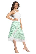 Load image into Gallery viewer, Green Polka Dot Two-layer Georgette Skirt
