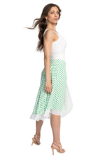 Load image into Gallery viewer, Green Polka Dot Two-layer Georgette Skirt