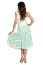 Load image into Gallery viewer, Green Polka Dot Two-layer Georgette Skirt