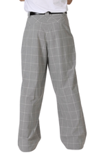 Load image into Gallery viewer, Grey Plaid Men's Tango Pants With Button Pocket Details