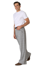 Load image into Gallery viewer, Grey Plaid Men's Tango Pants With Button Pocket Details