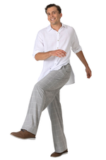 Load image into Gallery viewer, Grey Plaid Men's Tango Pants With Button Pocket Details