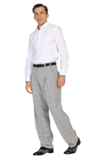Load image into Gallery viewer, Grey Plaid Pants With Front And Back Pleat