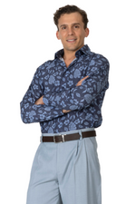 Load image into Gallery viewer, Grey Tropical Print Men's Cotton Shirt