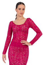 Load image into Gallery viewer, Fuchsia Guipure Lace Blouse With Lining