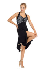 Load image into Gallery viewer, Black Halter-neck Tango Dress with Lace Bust