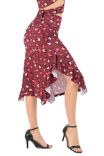 Load image into Gallery viewer, Heart Print Skirt With Side Ruffles