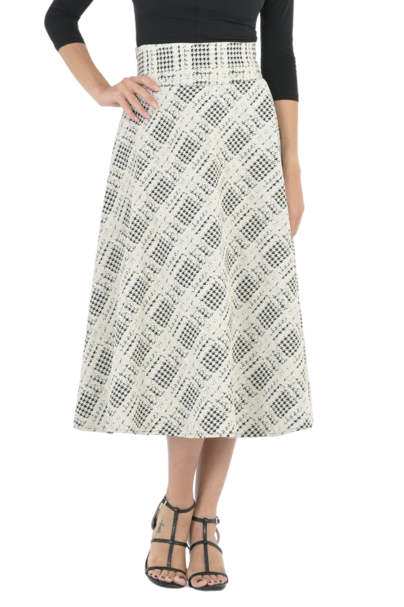 Houndstooth Plaid A-Line Midi Skirt | Women's Skirts – conDiva