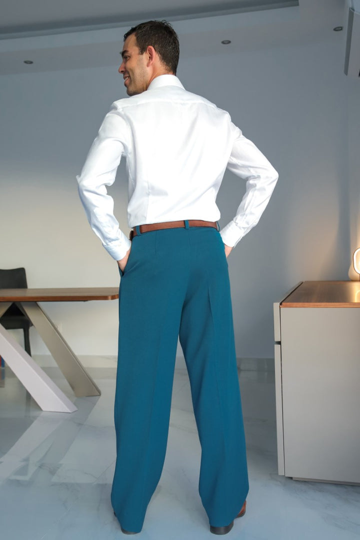 Petrol Blue Tango Pants With Two Pleats