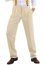 Load image into Gallery viewer, Bege Pinstriped Tango Pants With Two Pleats