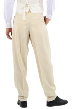 Load image into Gallery viewer, Beige Pinstriped Tango Pants With Two Inverted Pleats