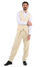 Load image into Gallery viewer, Beige Pinstriped Tango Pants With Two Inverted Pleats