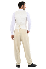 Load image into Gallery viewer, Beige Pinstriped Tango Pants With Two Inverted Pleats