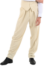 Load image into Gallery viewer, Beige Pinstriped Tango Pants With Two Inverted Pleats
