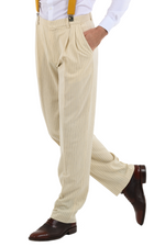 Load image into Gallery viewer, Bege Pinstriped Tango Pants With Two Pleats