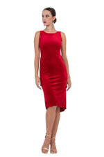 Load image into Gallery viewer, Velvet Fishtail Dress With Keyhole Back