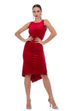 Load image into Gallery viewer, Velvet Fishtail Dress With Keyhole Back