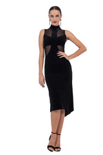 Load image into Gallery viewer, La Noche Velvet Tango Dress With Mesh Details