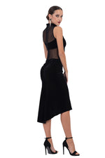 Load image into Gallery viewer, La Noche Velvet Tango Dress With Mesh Details
