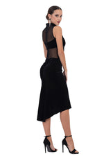 Load image into Gallery viewer, La Noche Velvet Tango Dress With Mesh Details