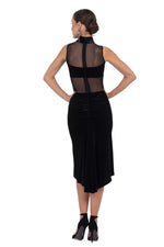 Load image into Gallery viewer, La Noche Velvet Tango Dress With Mesh Details
