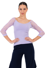 Load image into Gallery viewer, Lavender Blouse With Polka Dot Tulle Sleeves