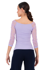 Load image into Gallery viewer, Lavender Blouse With Polka Dot Tulle Sleeves