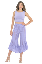 Load image into Gallery viewer, Lavender Eyelet Embroidery Capri Pants