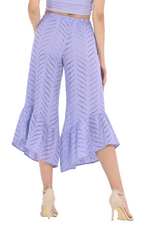 Load image into Gallery viewer, Lavender Eyelet Embroidery Capri Pants