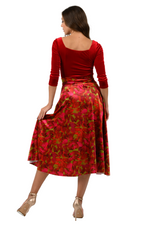 Load image into Gallery viewer, Leaf Print Velvet Flowing Skirt With Slit