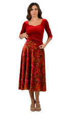 Load image into Gallery viewer, Leaf Print Velvet Flowing Skirt With Slit