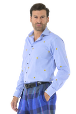 Load image into Gallery viewer, Light Blue Striped Men's Shirt With Sunflowers