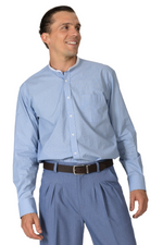 Load image into Gallery viewer, Light Blue Band Collar Men's Cotton Shirt