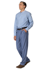 Load image into Gallery viewer, Light Blue Band Collar Men's Cotton Shirt