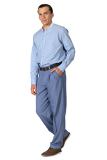 Load image into Gallery viewer, Light Blue Band Collar Men's Cotton Shirt